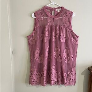 Paper Tee Mauve Lace Sleeveless Blouse